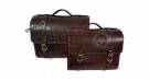 Fit For Royal Enfield Shotgun 650 Antique Brown Leather Pannier Bags with Mounting - SPAREZO